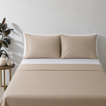 ORGANIC COTTON COLOURED SHEET SET 250TC - HUMMUS