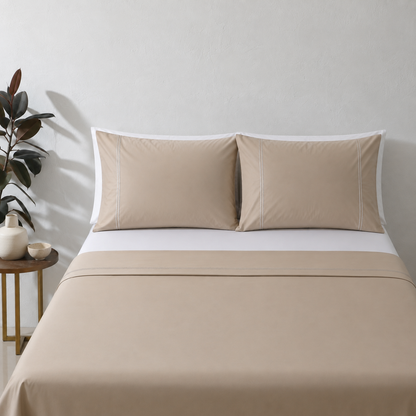 ORGANIC COTTON COLOURED SHEET SET 250TC - HUMMUS