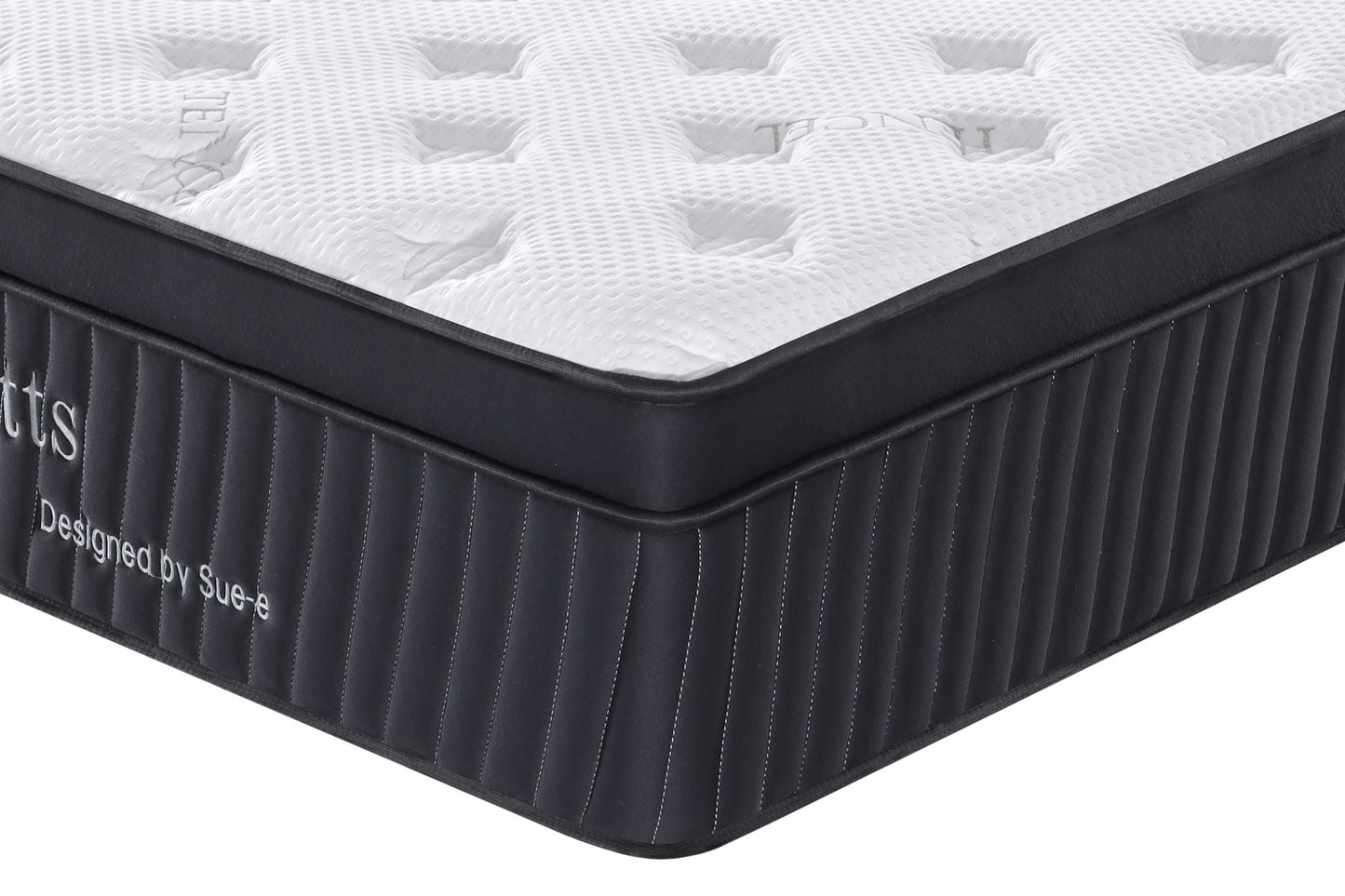 Superking Abbotts Pocket Spring mattress with Tencel fabric by sue-e furniture, showing the plush, supportive surface and fabric texture.