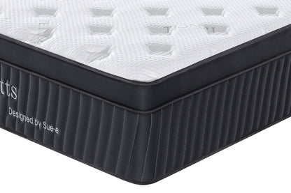 Superking Abbotts Pocket Spring mattress with Tencel fabric by sue-e furniture, showing the plush, supportive surface and fabric texture.