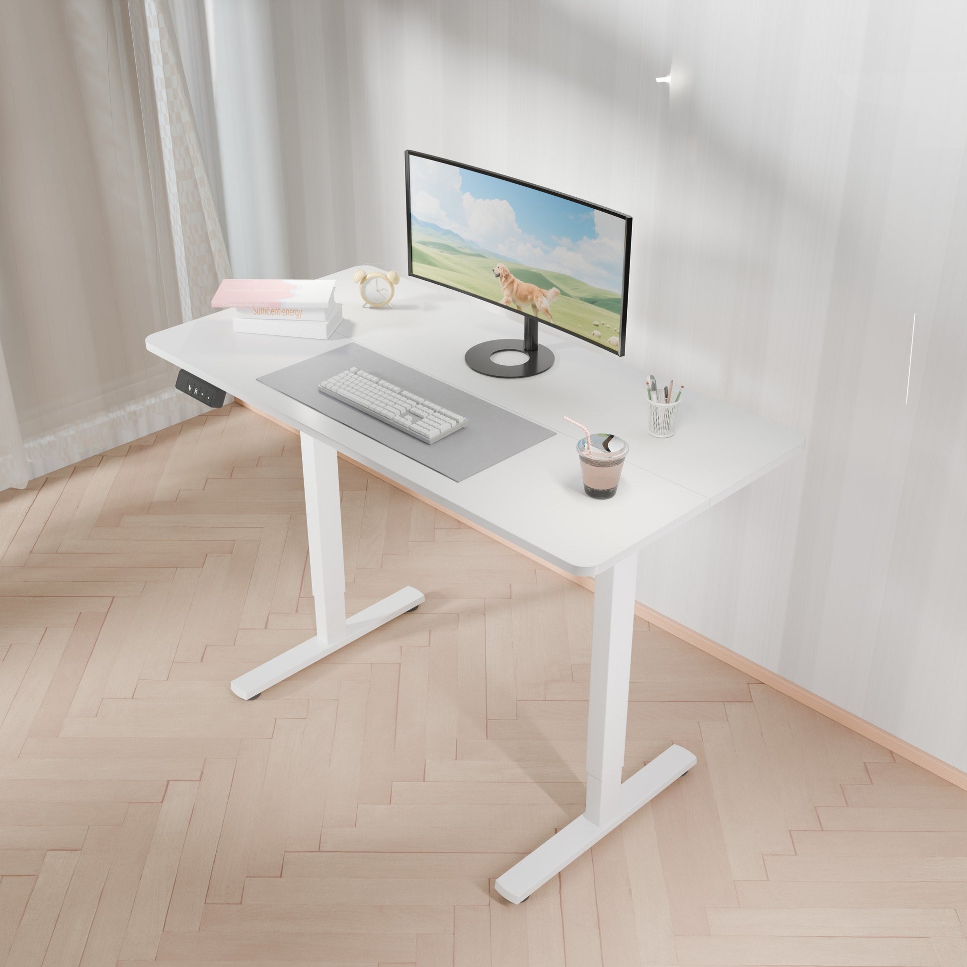 Electra Ergo Single Motor Sit Stand Desk White 1.4m sue-e furniture