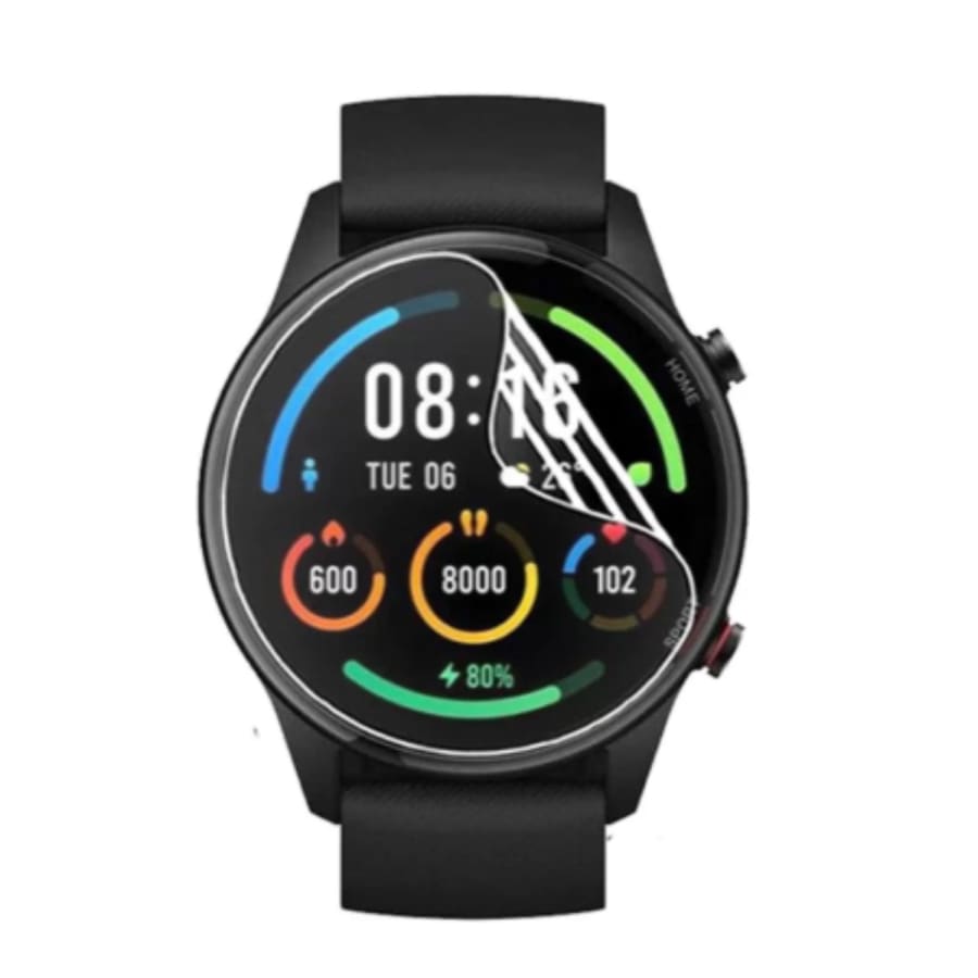 Six clear hydrogel screen protectors for Xiaomi Mi Watch Revolve Active, designed as a watch case for better screen protection.