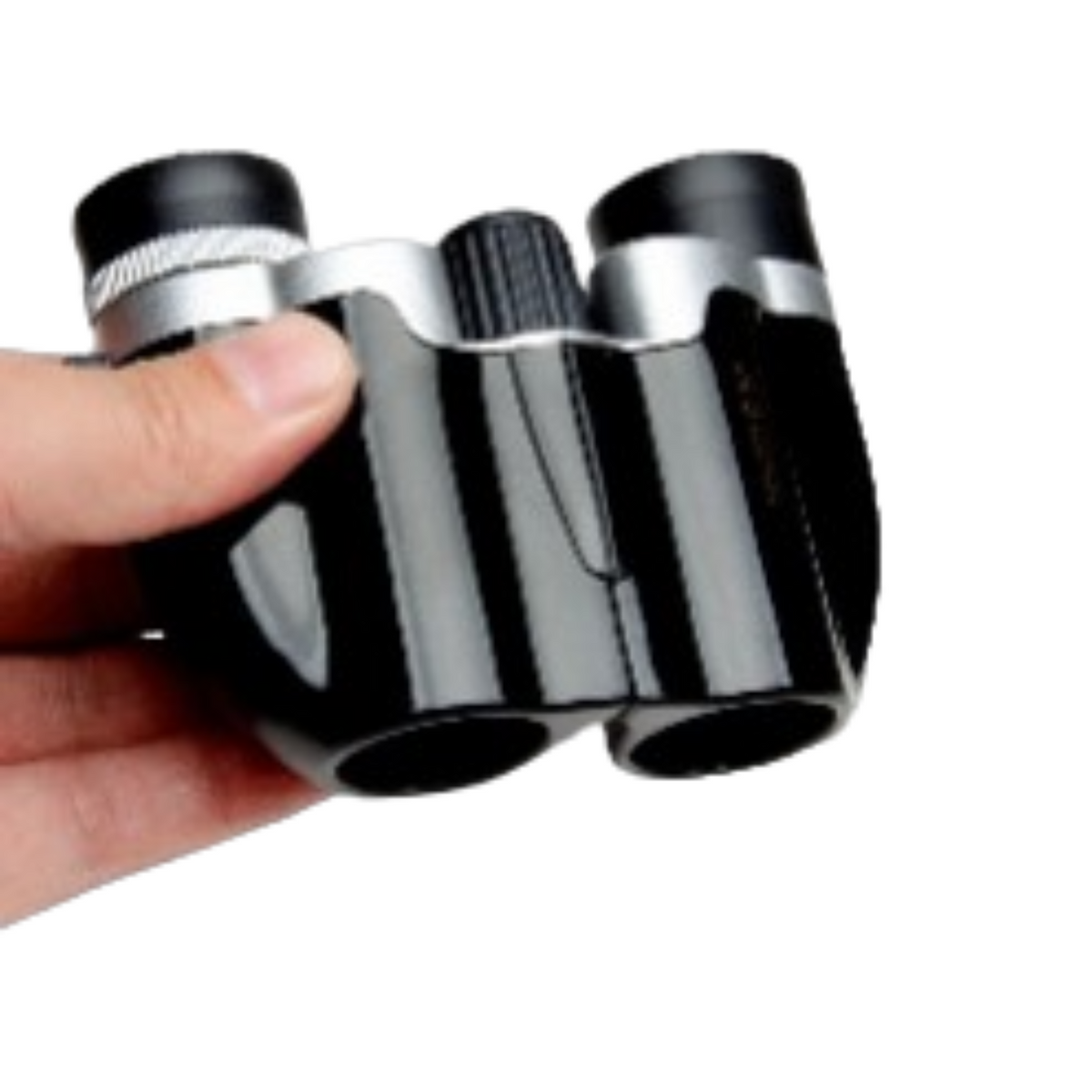 Habicare foldable compact binoculars 10x22 with black body and adjustable eyepieces, lightweight and portable for outdoor use.