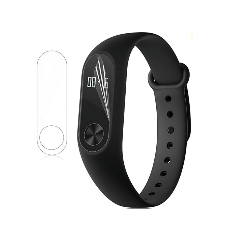 Six hydrogel screen protectors for Xiaomi Mi Band 2, designed as watch cases to shield the device from scratches and damage.