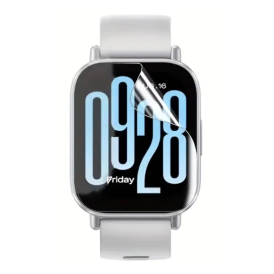 Six hydrogel screen protectors for Redmi Watch 5 from That Watch Shop, shown in a pack for protecting smartwatch screens.