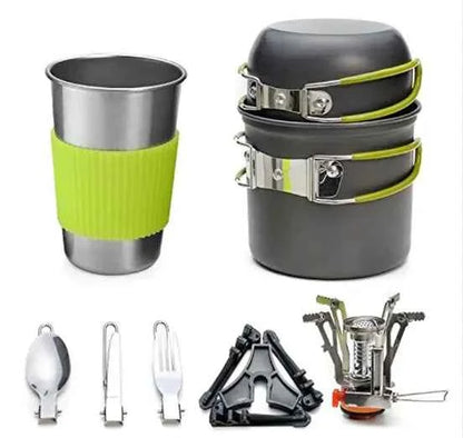 Portable Camping Stove Set - Compact Outdoor Cooking System with Windscreen | Backpacking Gas Stove