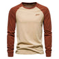 Men's Cotton Long Sleeve Color Block T-Shirt - Casual Comfort & Style