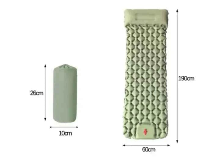 Outdoor Camping Press Inflatable Sleeping Pad - Lightweight Mat with Built-In Pillow