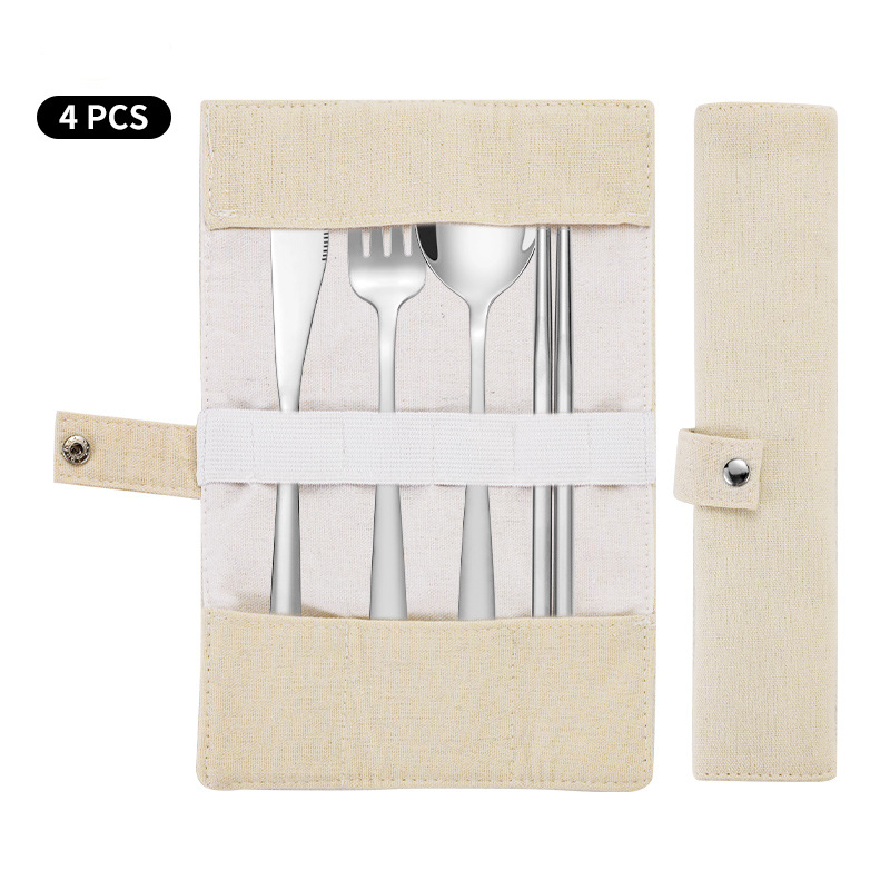 Korean Style Stainless Steel Outdoor Cutlery Set with Storage Box or Bag ECOTREK