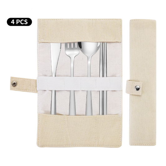 Korean Style Stainless Steel Outdoor Cutlery Set with Storage Box or Bag ECOTREK