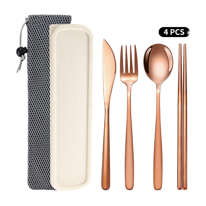Korean Style Stainless Steel Outdoor Cutlery Set with Storage Box or Bag ECOTREK