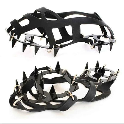 18-Tooth Stainless Steel Ice Crampons for Climbing - Silicone Anti-Slip Traction | M & L
