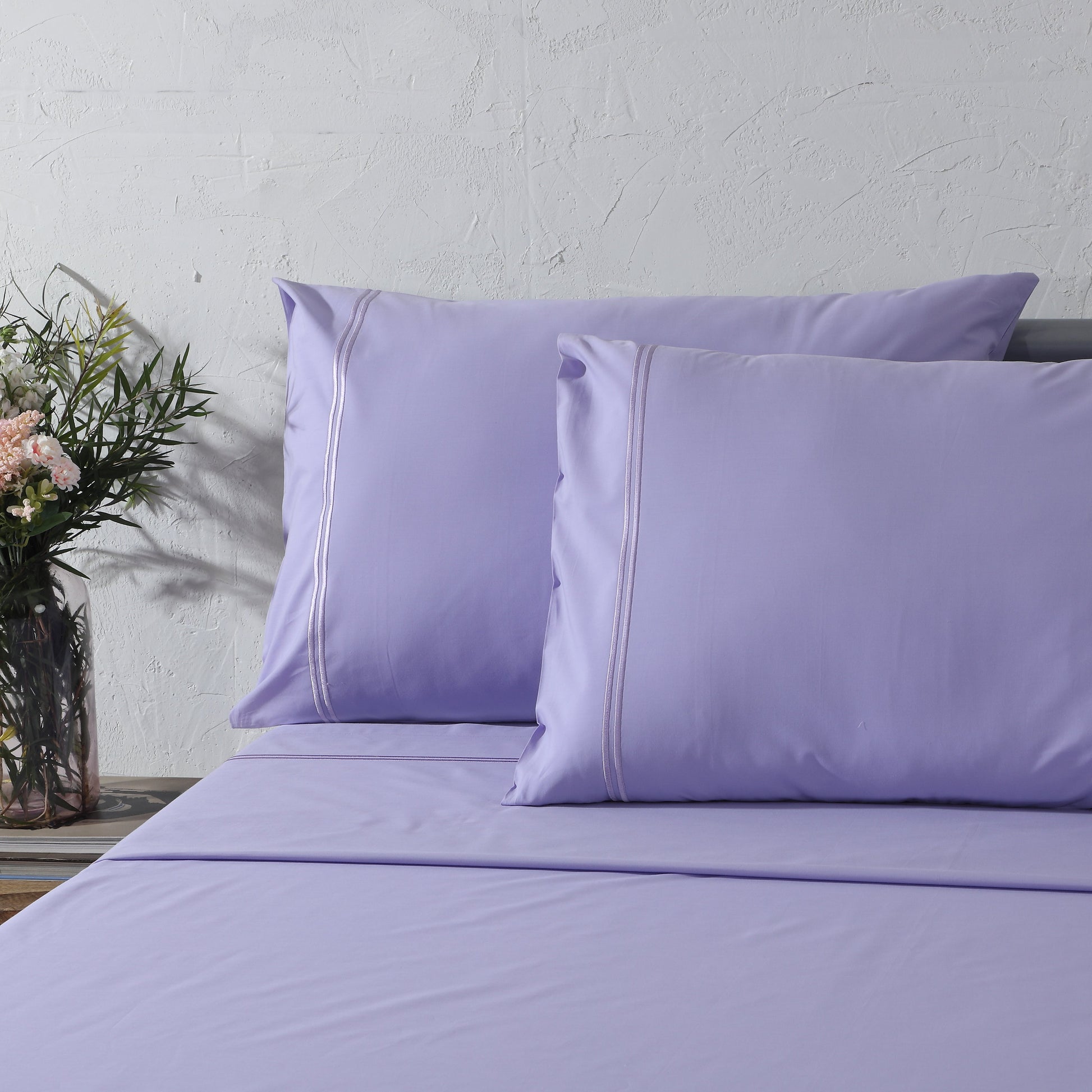 ORGANIC COTTON COLOURED SHEET SET 250TC - LAVENDER MIST Whites of London NZ