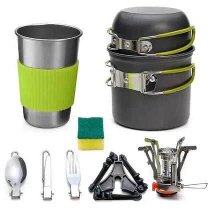 Portable Camping Stove Set - Compact Outdoor Cooking System with Windscreen | Backpacking Gas Stove