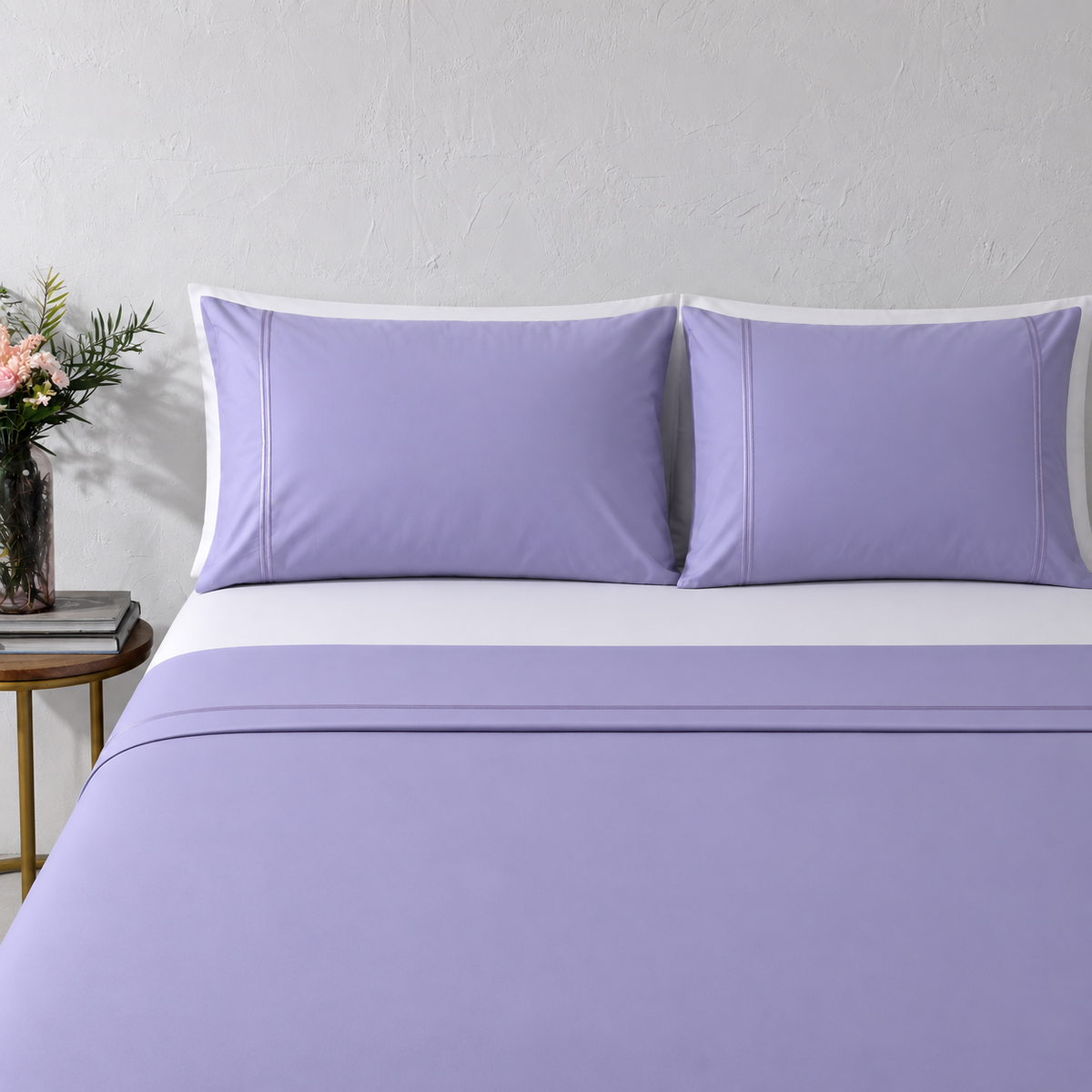 ORGANIC COTTON COLOURED SHEET SET 250TC - LAVENDER MIST