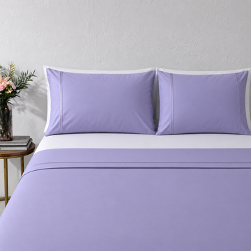 ORGANIC COTTON COLOURED SHEET SET 250TC - LAVENDER MIST