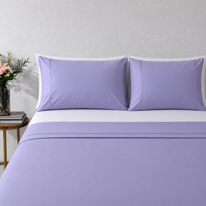 ORGANIC COTTON COLOURED SHEET SET 250TC - LAVENDER MIST