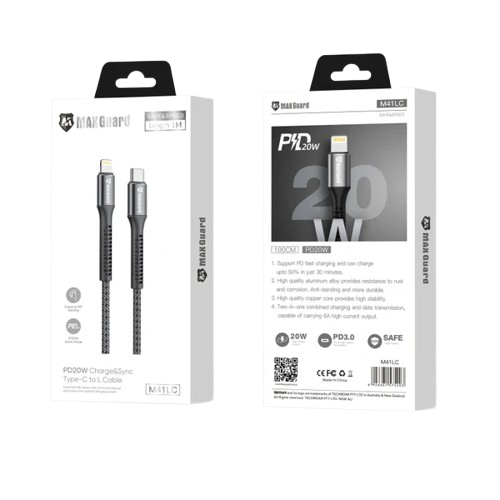Maxguard 1m 20W Type-C to Lightning cable M41LC