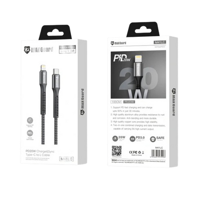 Maxguard 1m 20W Type-C to Lightning cable M41LC