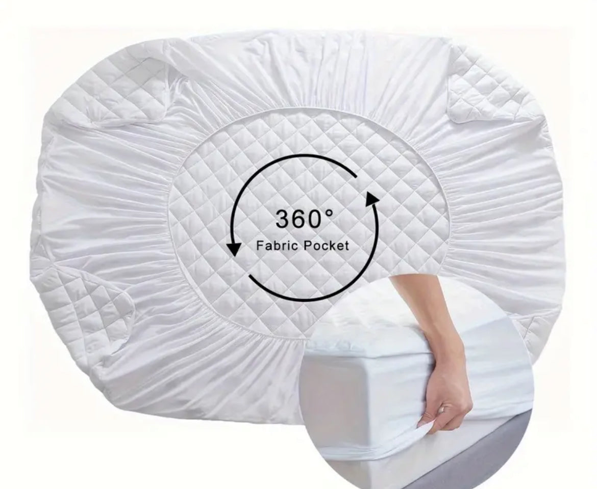 Sue-e Furniture Lux Shield cotton waterproof mattress protector in single size, showing soft cotton fabric and waterproof backing.