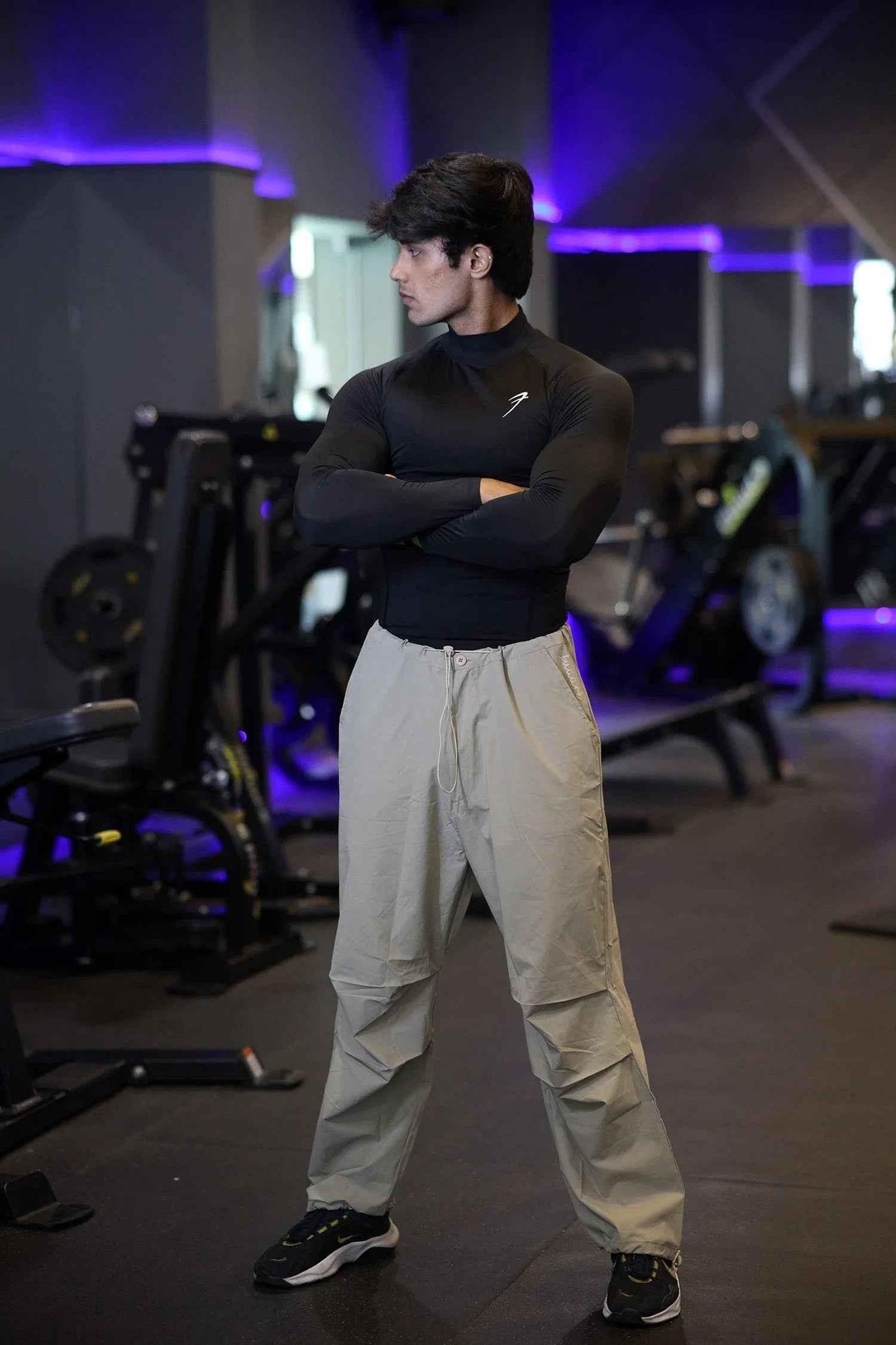 High Neck Compression Full Sleeves T-shirt Black