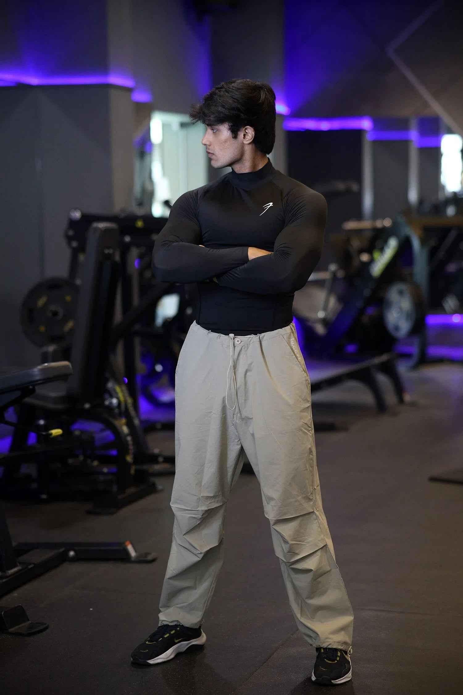 High Neck Compression Full Sleeves T-shirt Black