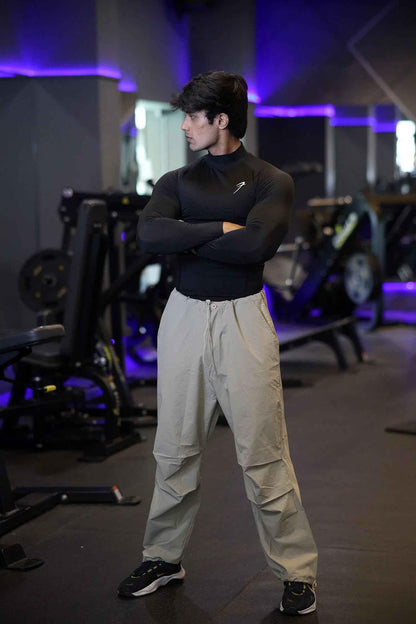 High Neck Compression Full Sleeves T-shirt Black