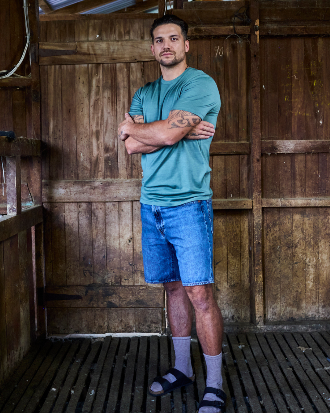Men's Crew Short Sleeve T-shirt - 100% Merino Wool, Fern Green Merino 365 NZ