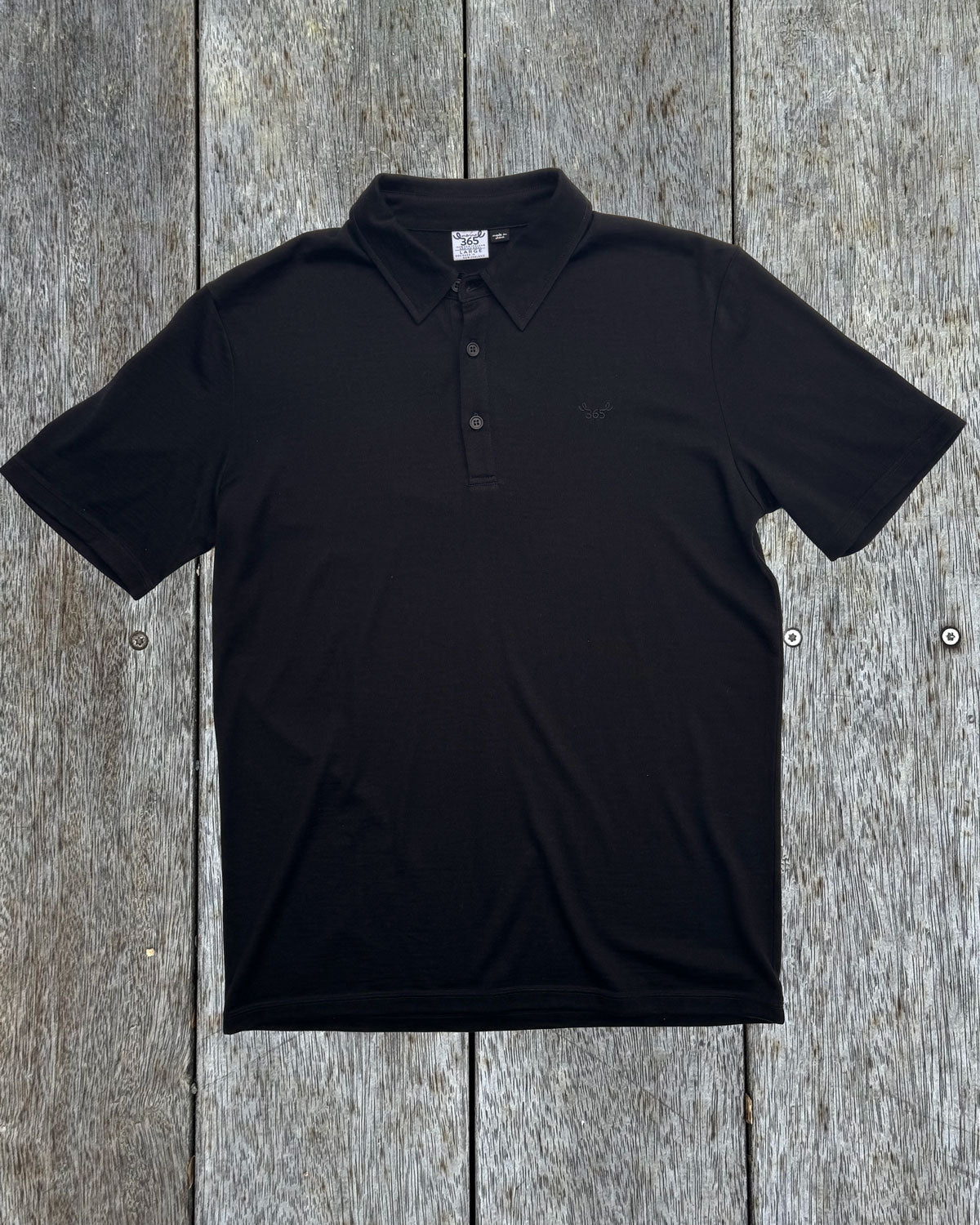 Men's Polo - 100% Merino Wool, Black Merino 365 NZ