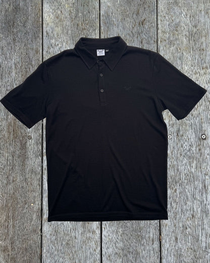 Men's Polo - 100% Merino Wool, Black Merino 365 NZ