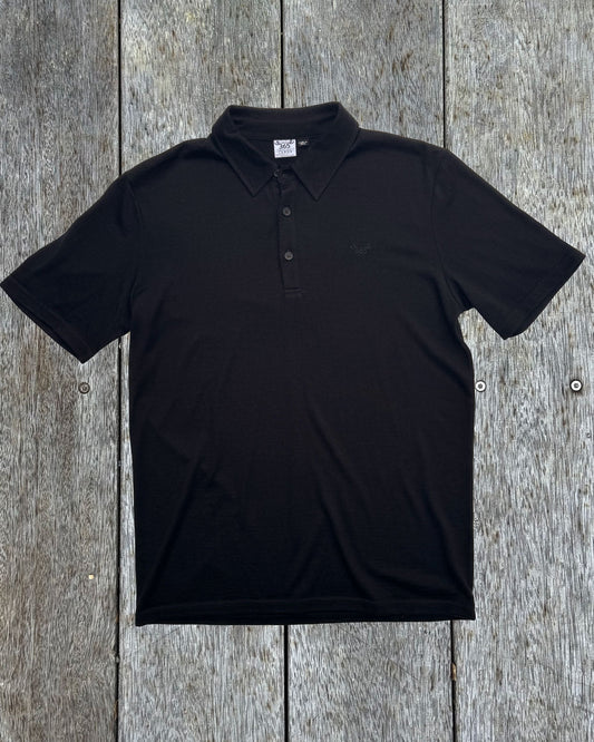 Men's Polo - 100% Merino Wool, Black Merino 365 NZ