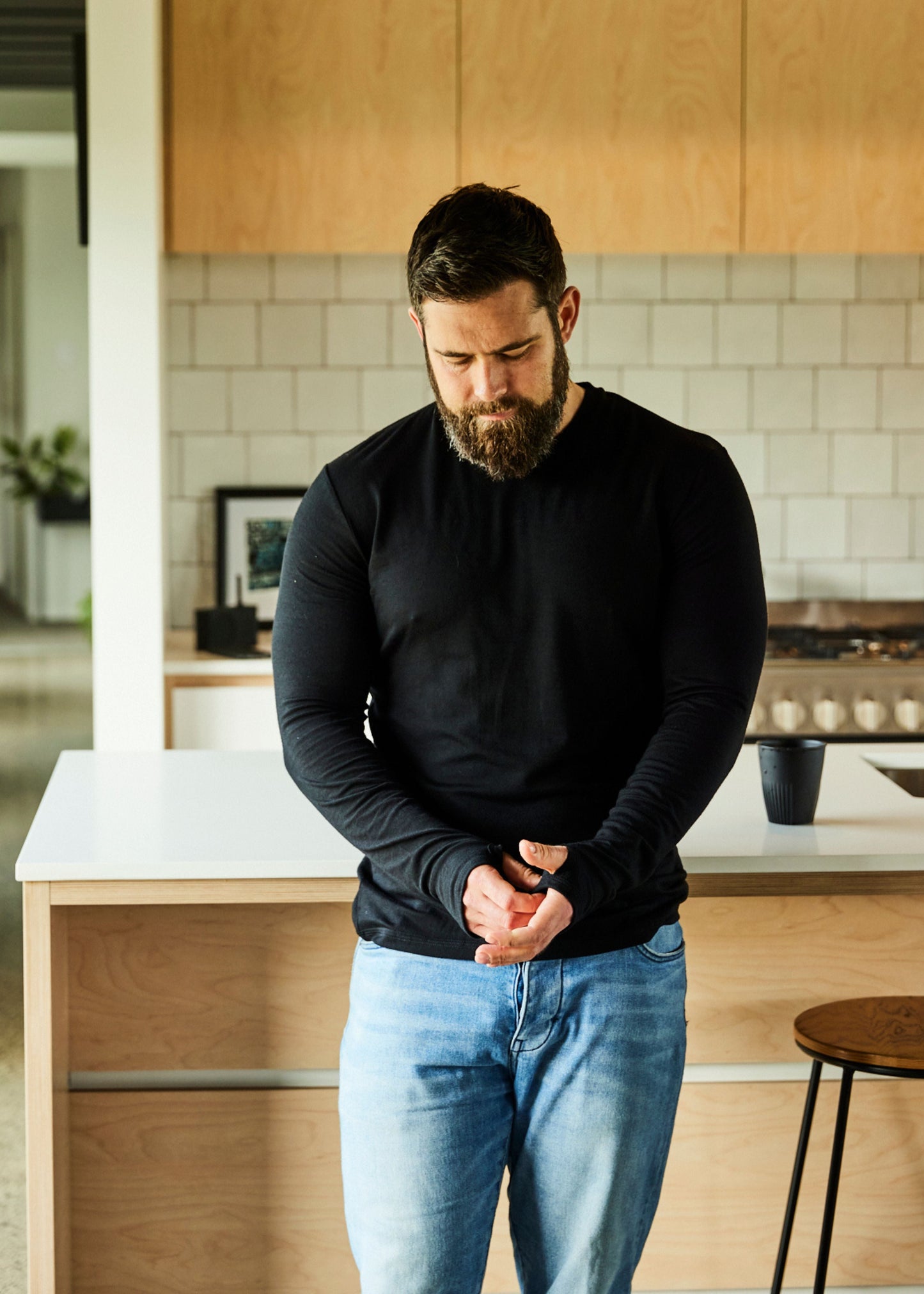 Men's Midweight OG Long Sleeve - 100% Merino Wool, Black Merino 365 NZ