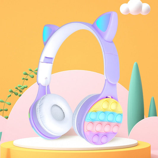 Rainbow Bubble Glowing Cat Ears Wireless Headset with Microphone Control LED dealonline.co.nz