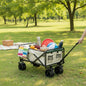Foldable Outdoor Trolley Picnic Camping Cart 360° Rotating Wheels - Beige&Green dealonline.co.nz