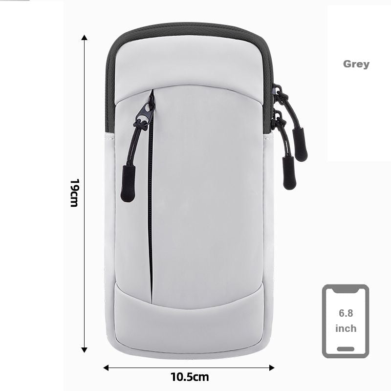 Waterproof Running Armband Phone Holder – 2 Pocket Sports Wrist Wallet for Gym & Outdoor Exercise (Fits up to 6.8” phone) ECOTREK