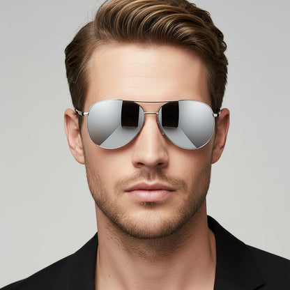 HD Polarized lens Sunglasses Anti-Blue Ray - Silver dealonline.co.nz