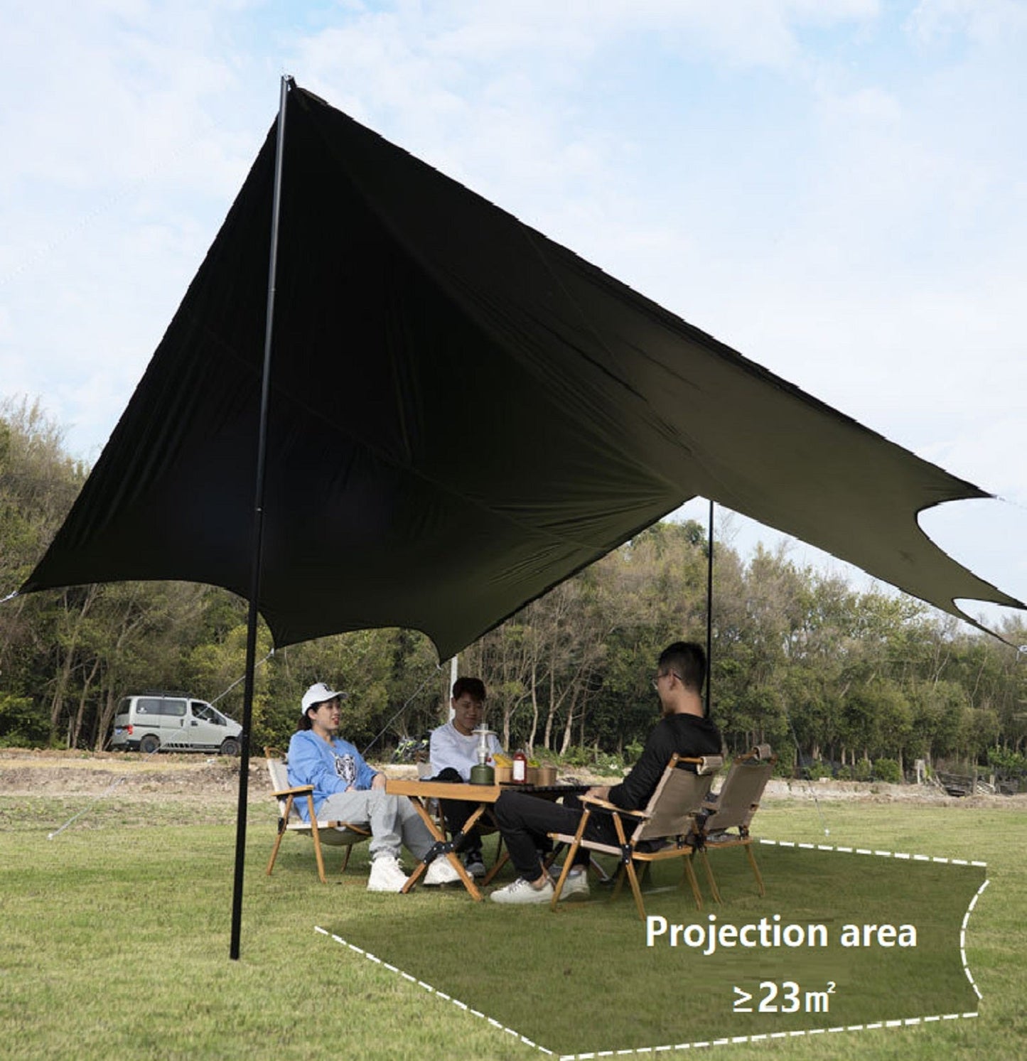 Camping Black-Glue Coating Canopy – Portable Beach & Outdoor Sun Shelter ECOTREK