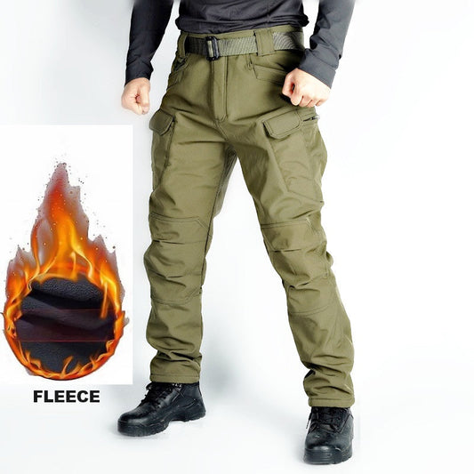 Men's Tactical Pants Water Resistant Cargo Pants Soft Shell Fleece Lined GREEN dealonline.co.nz