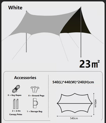 Camping Black-Glue Coating Canopy – Portable Beach & Outdoor Sun Shelter ECOTREK
