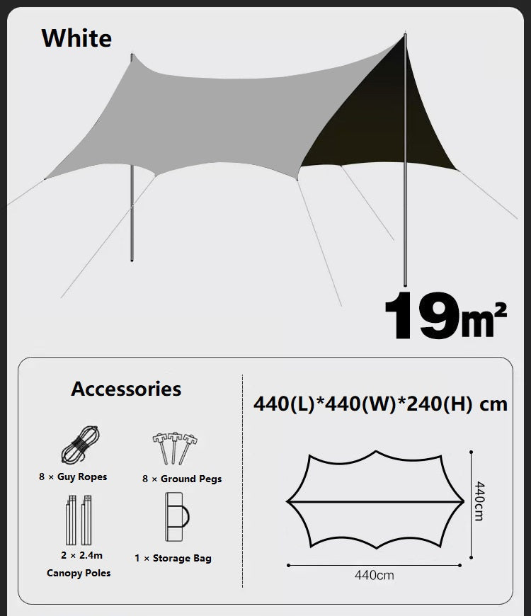 Camping Black-Glue Coating Canopy – Portable Beach & Outdoor Sun Shelter ECOTREK