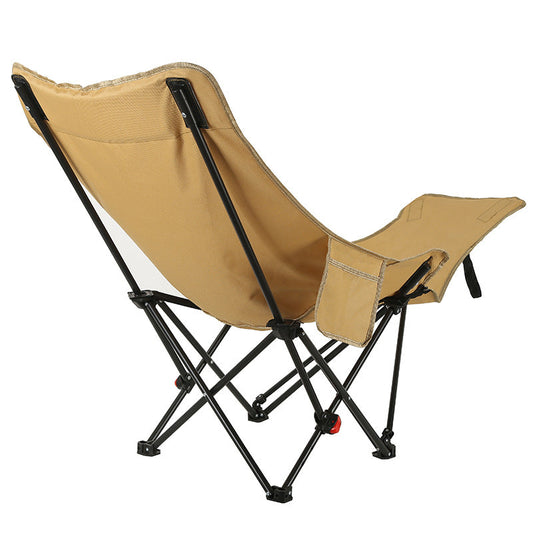 ECOTREK adjustable folding chair with footrest showing three recline positions and padded seat for comfort.
