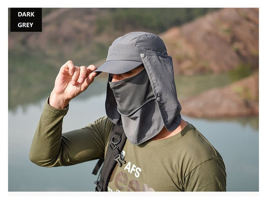 DARK GREY Sun Hat Wide Brim Bucket Hats Outdoor Fishing Hiking Cap UV Protection dealonline.co.nz