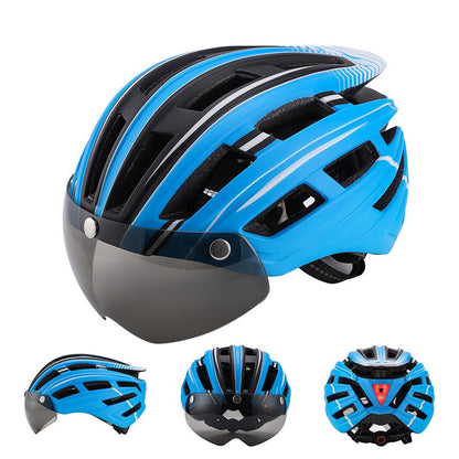 HT-22 Adult Bike Helmet – Lightweight Cycling Helmet with Magnetic Goggles & LED Tail Light HT43204 - ShopHub