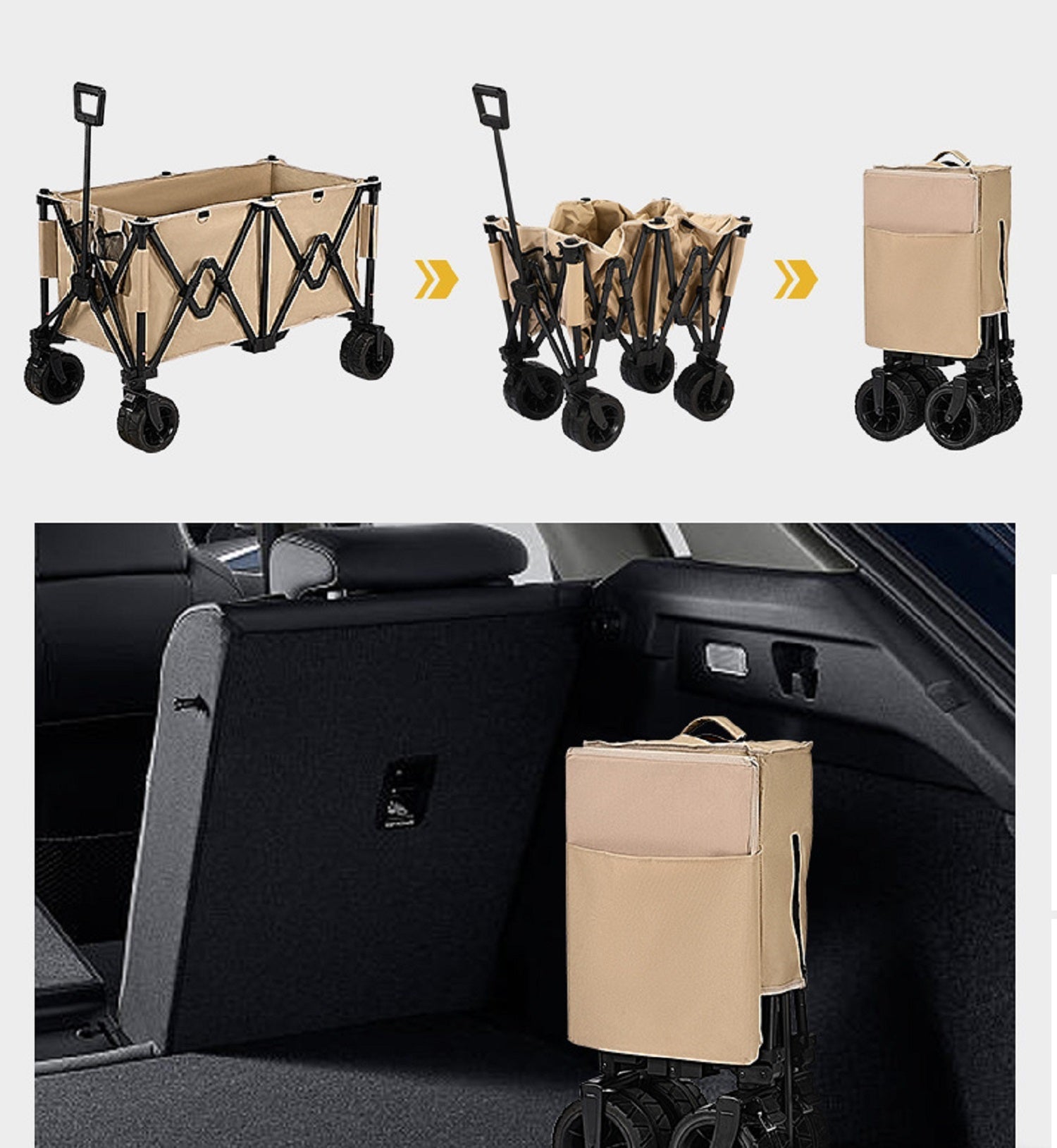 Heavy Duty Collapsible Trolley,Wagon Cart – Extra Large 260L, All-Terrain Wheels ECOTREK
