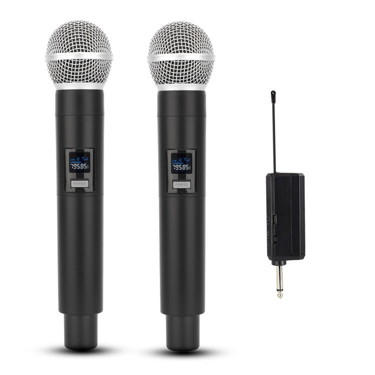 2x Wireless Microphones with Receiver and Rechargeable Batteries, 100 ft Range Karaoke dealonline.co.nz