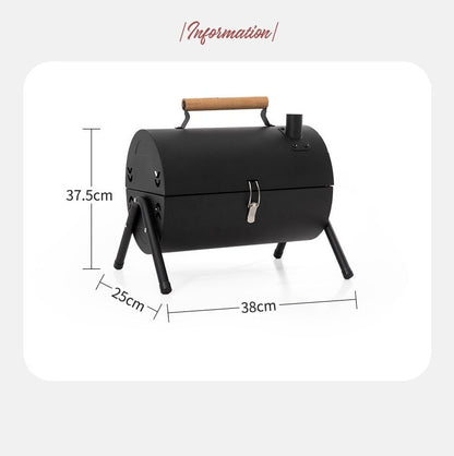 Portable Charcoal Grill Smoke Barbecue Grill Lockable Lid Wooden Handle dealonline.co.nz