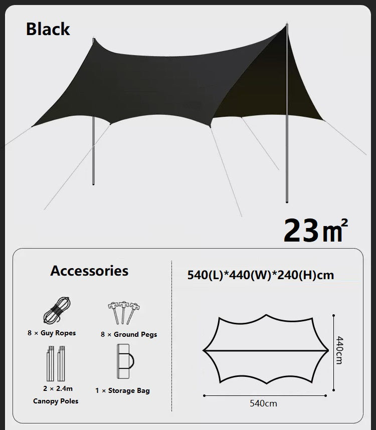Camping Black-Glue Coating Canopy – Portable Beach & Outdoor Sun Shelter ECOTREK
