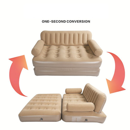 2-in-1 Inflatable Sofa Bed – Double Air Couch with High Backrest and Built-in Pump ECOTREK
