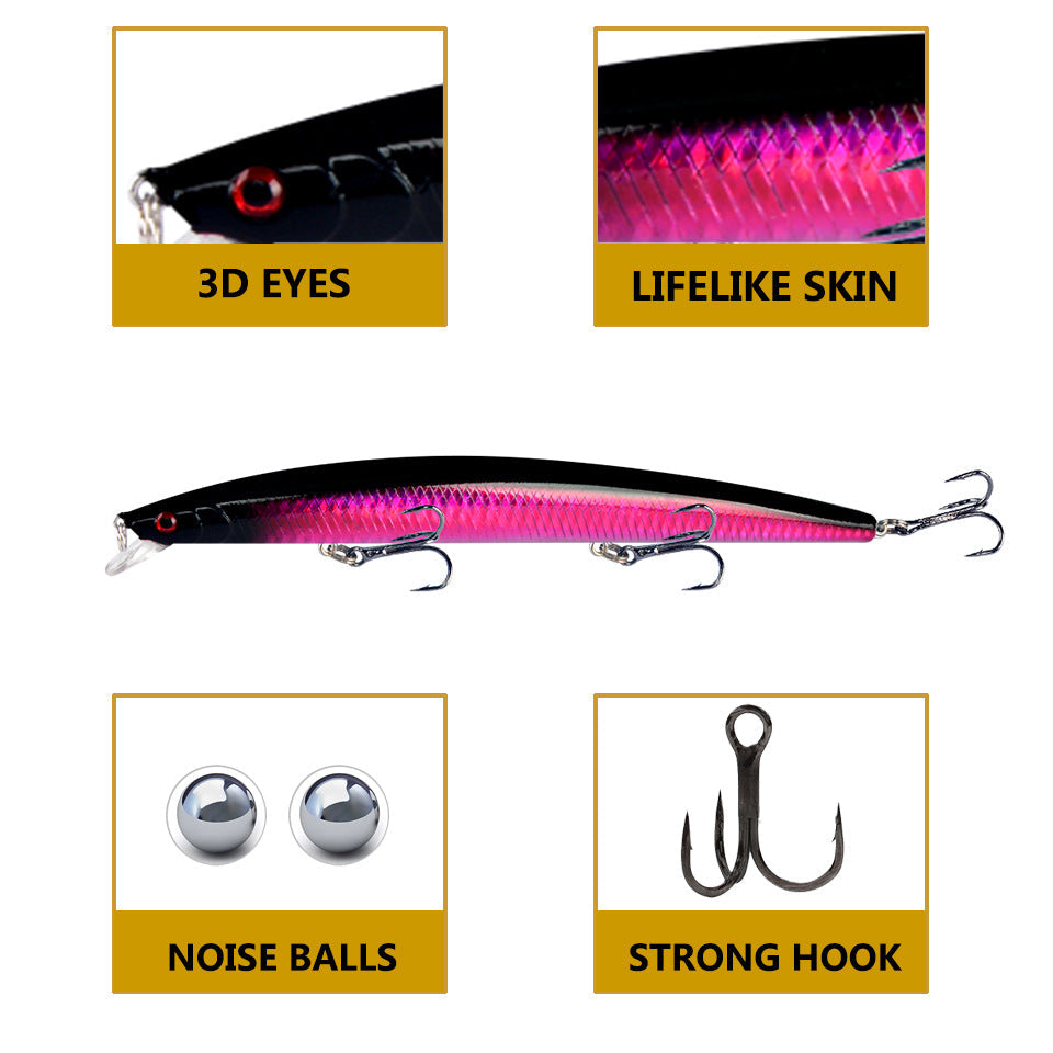Set of 10 large fishing lures by dealonline.co.nz, 18cm hard bait lures with treble hooks and lifelike details for freshwater fishing