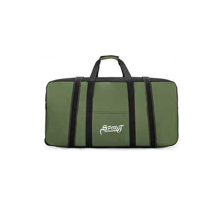 Large ECOTREK 120L waterproof travel storage bag with wheels, durable and suitable for luggage and travel organization.
